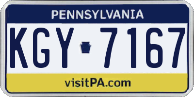 PA license plate KGY7167