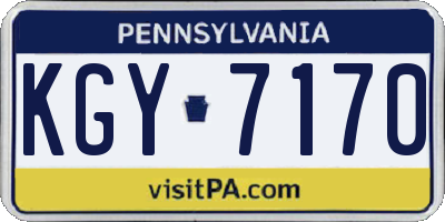 PA license plate KGY7170