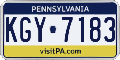 PA license plate KGY7183