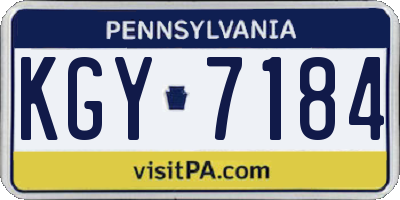 PA license plate KGY7184