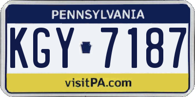 PA license plate KGY7187