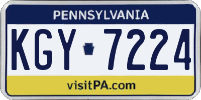 PA license plate KGY7224