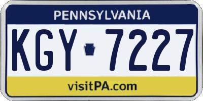 PA license plate KGY7227