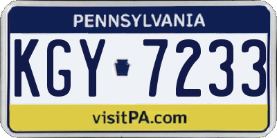 PA license plate KGY7233