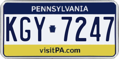 PA license plate KGY7247