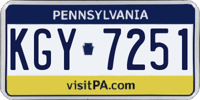 PA license plate KGY7251
