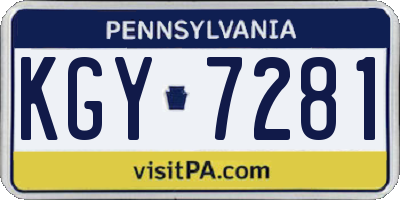 PA license plate KGY7281