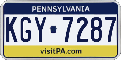 PA license plate KGY7287