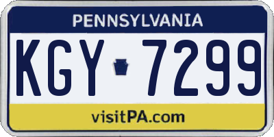 PA license plate KGY7299