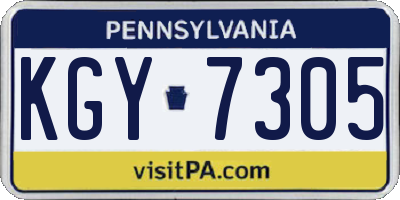 PA license plate KGY7305