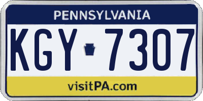 PA license plate KGY7307