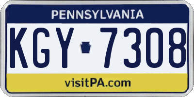 PA license plate KGY7308