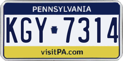 PA license plate KGY7314