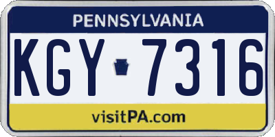 PA license plate KGY7316