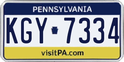PA license plate KGY7334