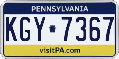 PA license plate KGY7367