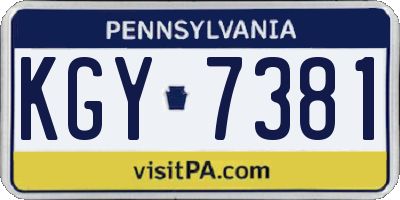 PA license plate KGY7381