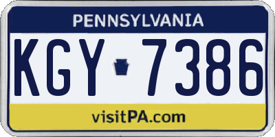 PA license plate KGY7386