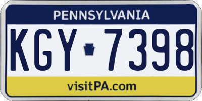 PA license plate KGY7398