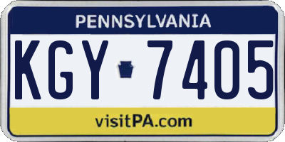 PA license plate KGY7405