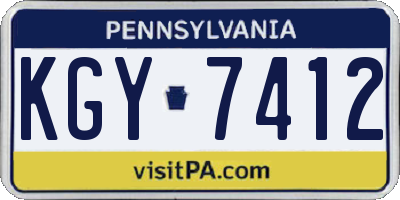 PA license plate KGY7412