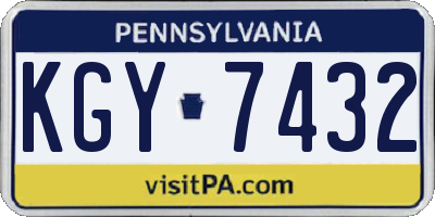 PA license plate KGY7432