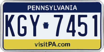 PA license plate KGY7451
