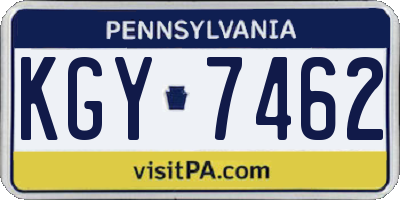 PA license plate KGY7462
