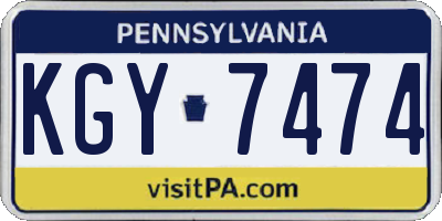 PA license plate KGY7474