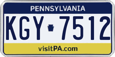 PA license plate KGY7512