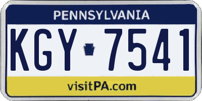 PA license plate KGY7541