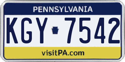 PA license plate KGY7542