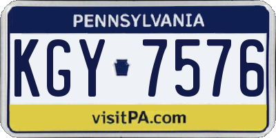PA license plate KGY7576