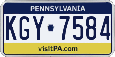 PA license plate KGY7584