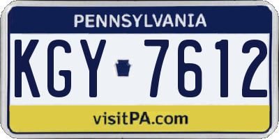 PA license plate KGY7612