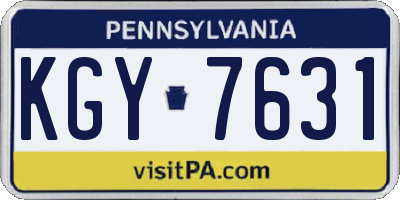 PA license plate KGY7631