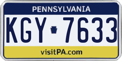 PA license plate KGY7633