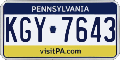 PA license plate KGY7643