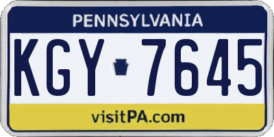 PA license plate KGY7645