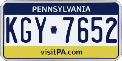 PA license plate KGY7652
