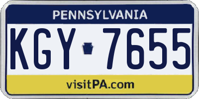 PA license plate KGY7655
