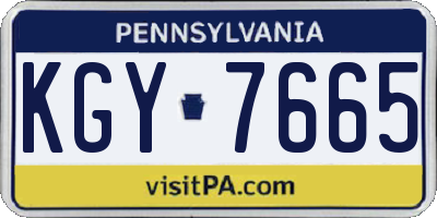 PA license plate KGY7665