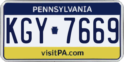 PA license plate KGY7669