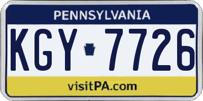 PA license plate KGY7726