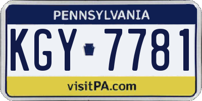 PA license plate KGY7781