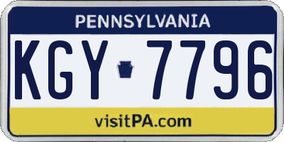 PA license plate KGY7796