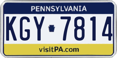 PA license plate KGY7814