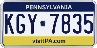 PA license plate KGY7835