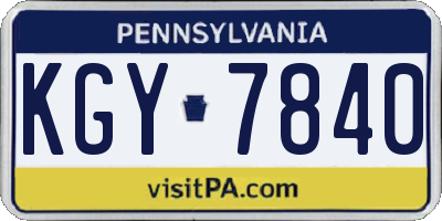 PA license plate KGY7840