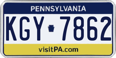 PA license plate KGY7862